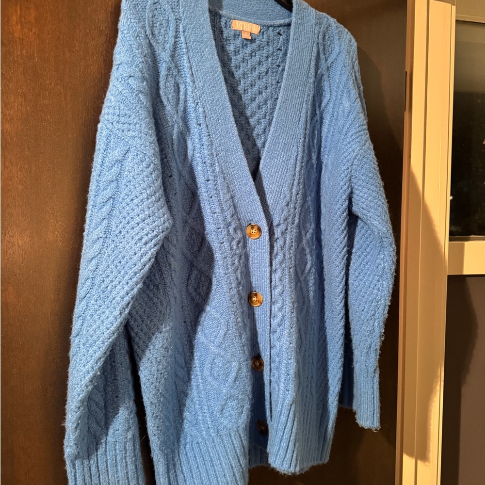 J. Crew Sky Blue Cable Knit Cardigan